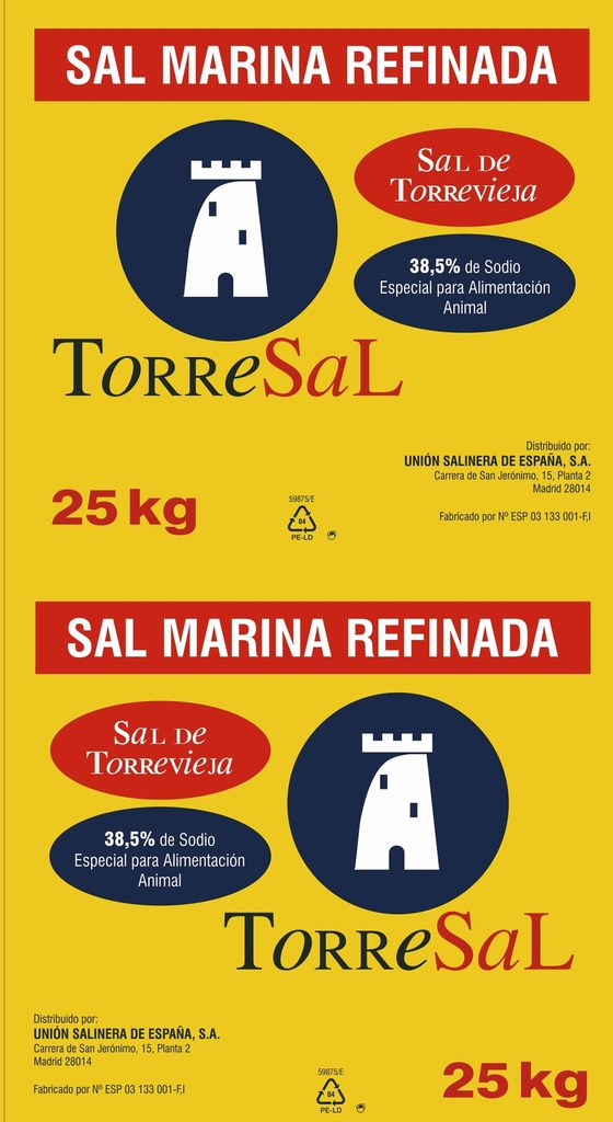 SAL MARINA PIENSOS H-3 25 KG (ALIMENTACION ANIMAL) 